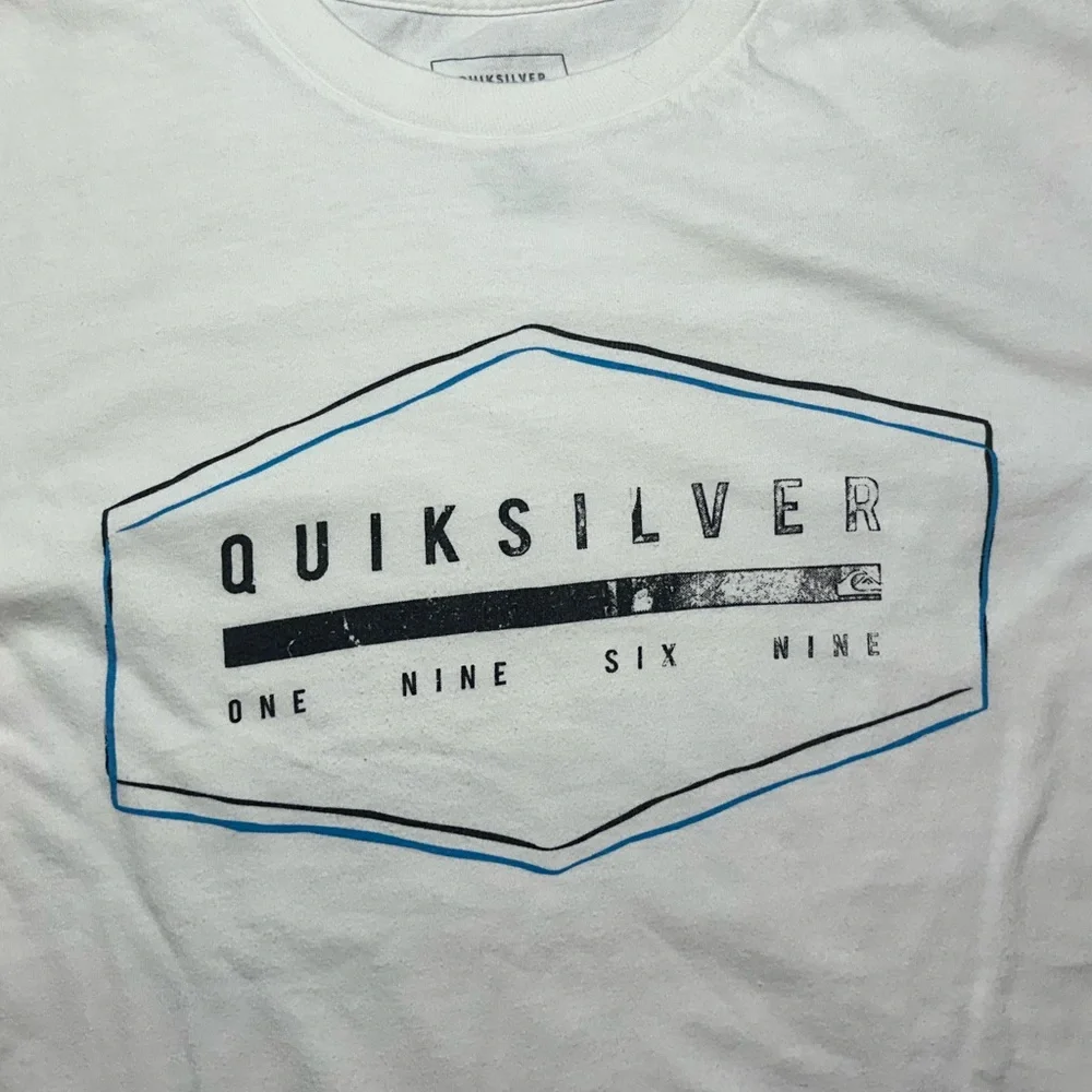 Quicksilver T shirt Men medium White Short Sleeve Crew Neck  Used - Picture 3 of 5